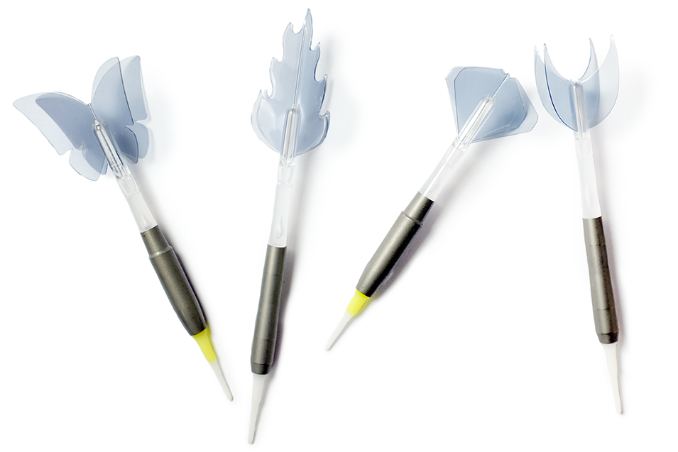 ダーツに装着したLiberty Flightのイメージ